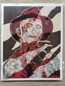 FREDDY KRUEGER 8" x 10" Art Print by Travis Knight Signed of/2400 W/ COA, Bam! Horror Box Exclusive 