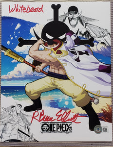 R Bruce Elliot "Edward Newgate/Whitebeard" ONE PUNCH Autograph (2) 8 x 10 Picture with Certificate of Authenticity by Beckett