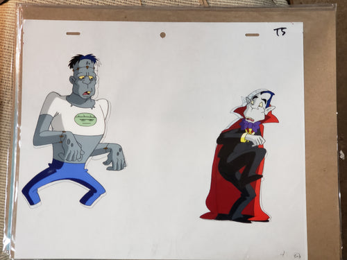 Original MONSTER MASH pencil & painted animation cal, FRANKENSTEIN  & DRACULA (DIC, 2000) with Certificate of Authenticity from BAM! Box --  12.5