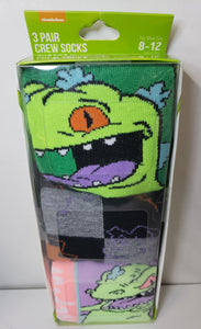 RUGRATS (Reptar) 3 pack of Crew Socks (8-12) BIOWORLD. Nickelodeon