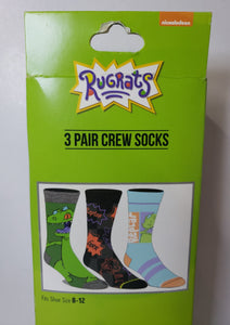 RUGRATS (Reptar) 3 pack of Crew Socks (8-12) BIOWORLD. Nickelodeon