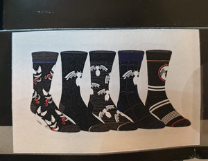 MARVEL "VENOM" 5 pack of Crew Socks (8-12) BIOWORLD. All different designs