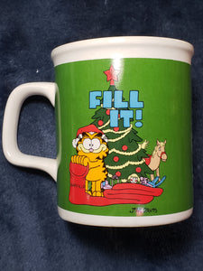 Vintage GARFIELD MUG Christmas Fill It Or Else Jim Davis 1978 Enesco Coffee Cup