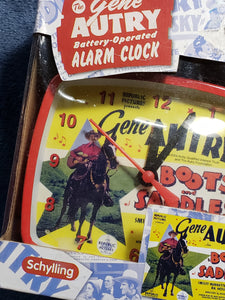 Gene Autry Battery Operated Alarm Clock Boots & Saddles By Schilling 2004