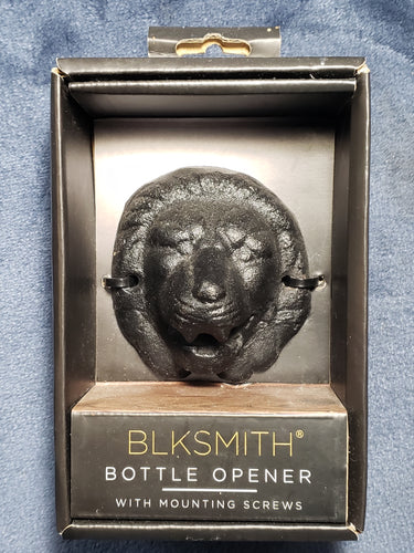 BLKSMITH Bottle Opener LION HEAD Cast Iron Black Finish (Wall Mount)