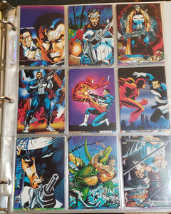 1992 MARVEL: THE PUNISHER: WAR JOURNAL ENTRY, Complete 90 card set VF/NM with 6 Bonus Chase Cards.
 