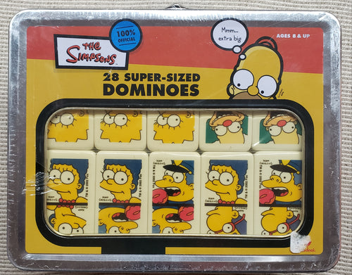 THE SIMPSONS 28 Super-Sized Dominoes Game in Lunchbox Style Tin, 2002 Sealed