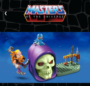 Mega Construx "Masters of the Universe" Skeletor Head w/ Fisto Cliff Climber. Building Block Toy, 77 Pieces MOTU