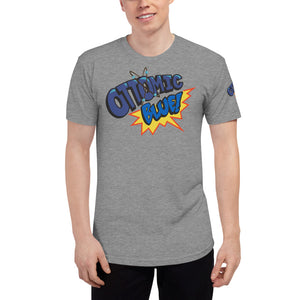 OTTOMIC BLUE Unisex Tri-Blend Track Shirt with Logo on sleeve. Various colors and sizes