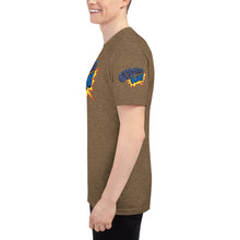 Load image into Gallery viewer, OTTOMIC BLUE Unisex Tri-Blend Track Shirt with Logo on sleeve. Various colors and sizes