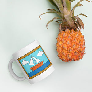 Mug with "The Simpsons" Living Room Painting Inspired Design