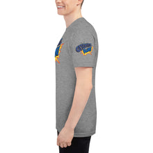 Load image into Gallery viewer, OTTOMIC BLUE Unisex Tri-Blend Track Shirt with Logo on sleeve. Various colors and sizes