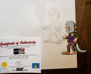 MONSTER MASH pencil & painted animation cel , WOLFMAN (DIC, 2000) with COA