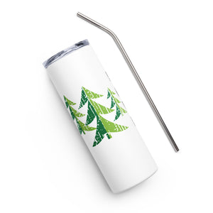 Stainless Steel Tumbler -"It Will Always Be Great Woods To Me" Large Logo Wrap Around on White