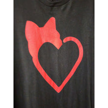 Load image into Gallery viewer, Large "Pussywhipped" Short Sleeve Cat Lover T-Shirt, Red Heart Logo On Vtg Black