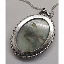 Load image into Gallery viewer, AQUAMARINE QUARTZ, 65+ ct Pendant. 2&quot; Drop On 18&quot; Silvertone Necklace