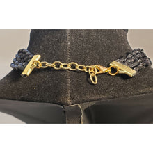 Load image into Gallery viewer, Black Nylon Choker with Folding Fan Drop, Adjustable 10.5"-12.5" with Gold Tone