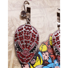 Load image into Gallery viewer, Marvel Comics "SPIDER-MAN Mask" Simulated Ruby Red Pave, Leverback EARRINGS