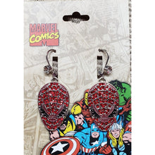 Load image into Gallery viewer, Marvel Comics "SPIDER-MAN Mask" Simulated Ruby Red Pave, Leverback EARRINGS