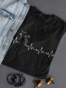 Cardiogram Cat Graphic Women's T-shirt