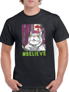 Believe Cat T-shirt -SmartPrintsInk Designs