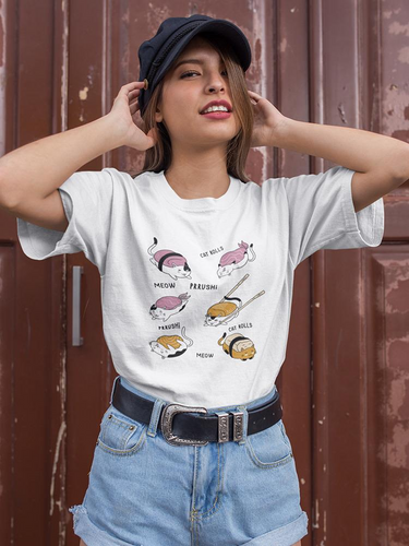 Cat Sushi T-shirt -SmartPrintsInk Designs