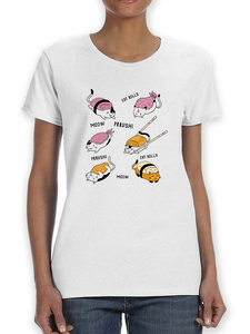 Cat Sushi T-shirt -SmartPrintsInk Designs