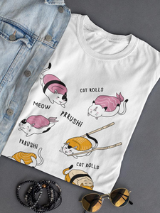 Cat Sushi T-shirt -SmartPrintsInk Designs