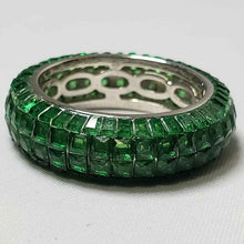 Load image into Gallery viewer, Size 7 AAA Premium Green Cubic Zirconia 4.72 ctw Ring in Platinum Bonded 925 Sterling Silver