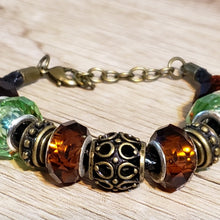 Load image into Gallery viewer, Green &amp; Orange Silver Plated Beads Bracelet