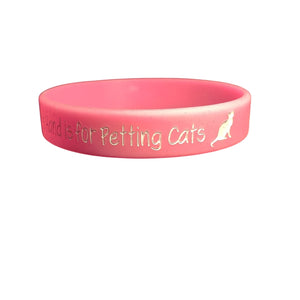 Pink "This Hand Is For Petting Cats" Silicone Bracelet, Rubber Wristband