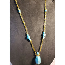 Load image into Gallery viewer, Howlite &amp; Gold Tone Chain 28" Necklace, with 2" drop Bottle Pendant...