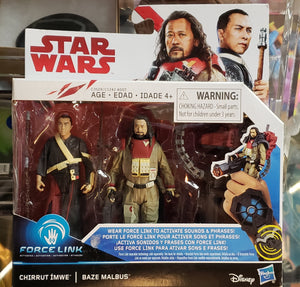 2017 STAR WARS "Force Link" CHIRRUT IMWE & BAZE MALBUS 2 PACK Action Figure Hasbro/Kenner Figure