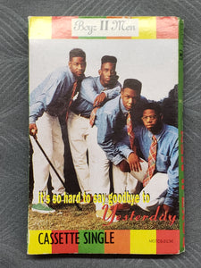 Boyz II Men "It's So Hard to Say Goodbye to Yesterday & Snippets" Cassette Tape Single, Motown 1991 G/VG