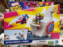 Load image into Gallery viewer, Marvel Stunt Squad Captain America vs Thanos Tower Smash Playset F7059