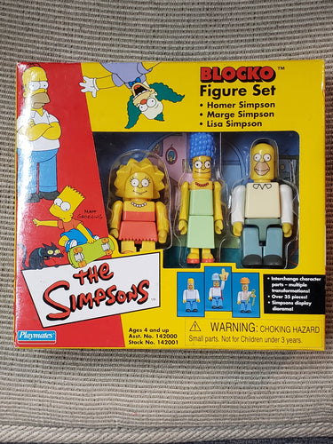 The Simpsons Blocko Figure Set, Homer, Marge, & Lisa Figures Playmates #142001