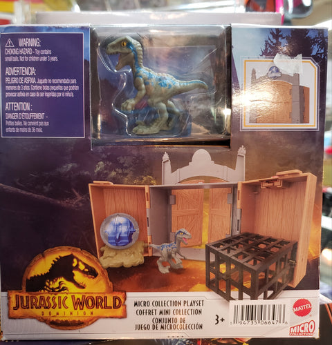 Jurassic World Dominion Micro Collection Playset with Blue & Gyrosphere