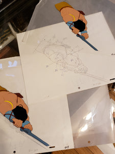 Lot of 11 Pencil & 11 Paint CONAN THE ADVENTURER Cartoon Animation 10x12.5" Cels