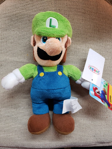 LUIGI Plush Doll Toy 10” Super Mario Bros Nintendo. NES, Jakks Little Buddy 2017