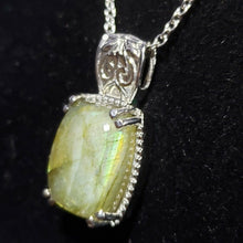 Load image into Gallery viewer, Malagasy Labradorite 11.25 ctw Pendant in Stainless Steel Necklace with...