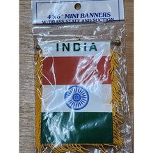 Load image into Gallery viewer, INDIA MINI BANNER FLAG " with BRASS STAFF &amp; SUCTION CUP