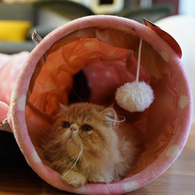 Load image into Gallery viewer, Feline Cozy Nook: Tunnel &amp; Bed Combo