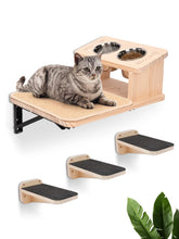 Load image into Gallery viewer, Cat Wall Shelves Cat Shelves with 3 Cimbing Wall Steps &amp; Cat Feeding Bowls