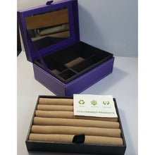 Load image into Gallery viewer, Purple Faux Leather 5" x 7" 2 Tier Jewelry Storage Box, Tan Felt Interior with