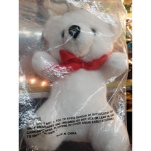 Load image into Gallery viewer, Vintage Sasco 10" White w/Red Bow Stuffed Promo Bear (Never Opened)