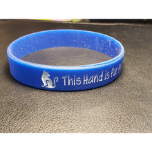 Load image into Gallery viewer, Blue &quot;This Hand Is For Petting Cats&quot; Silicone Bracelet, Rubber Wristband