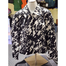 Load image into Gallery viewer, 212 Collection Womens Black White Paintbrush Sateen Zip Jacket Size SMALL Lined
