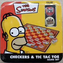 Load image into Gallery viewer, THE SIMPSONS 2007 Checkers &amp; Tic-Tac-Toe Game Set. Duff Beer Cap Pieces, Sealed