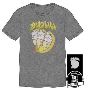 Bananya Cat Characters Men's Gray T-Shirt Tee Shirt