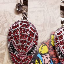 Load image into Gallery viewer, Marvel Comics "SPIDER-MAN Mask" Simulated Ruby Red Pave, Leverback EARRINGS